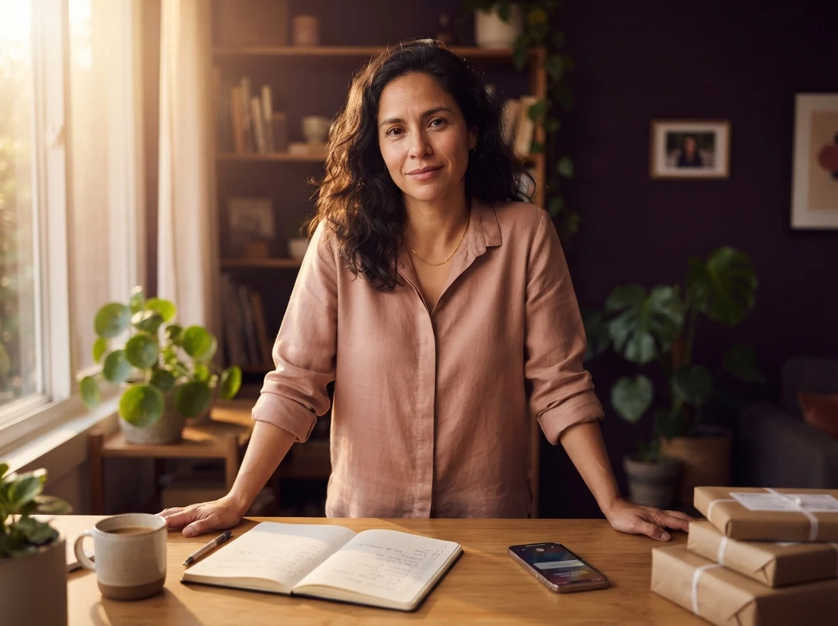 Mujer trabajando con calma